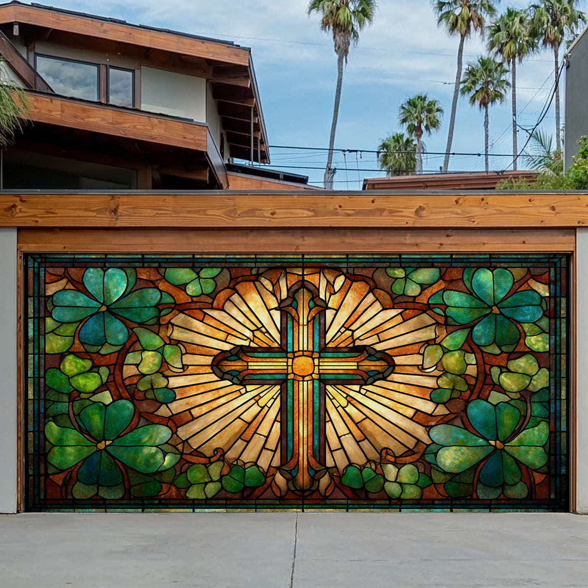 Shineful Garage Door Banner Decoration Celtic Cross Blessing