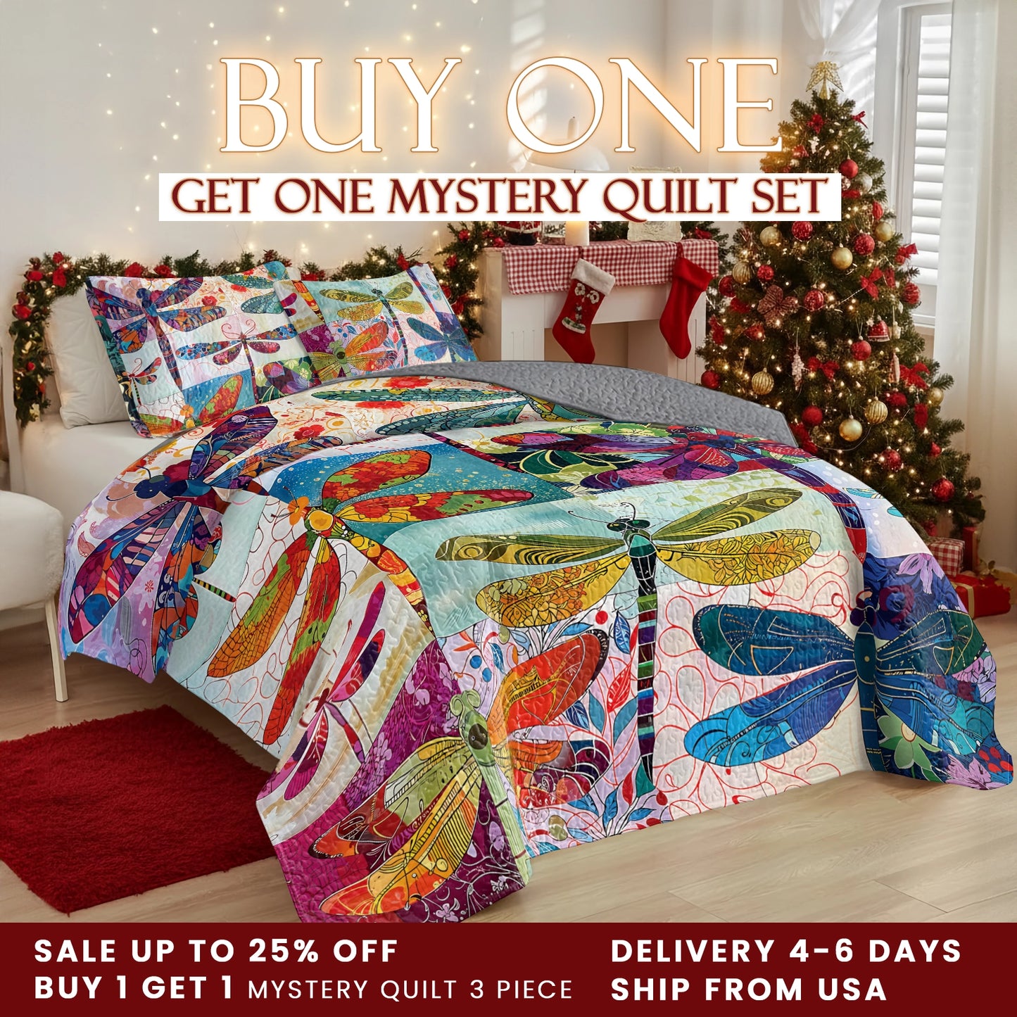 Shineful Quilt 3-Piece Set Dragonfly Harmony