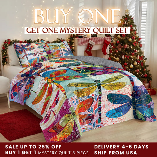 Shineful Quilt 3-Piece Set Dragonfly Harmony