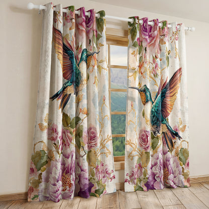Shineful Quilted Curtain Hummingbird's Garden