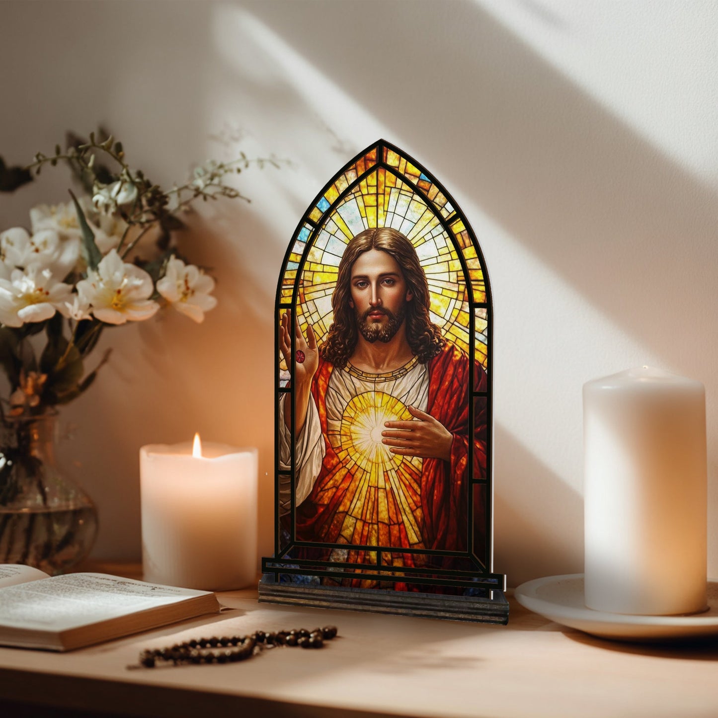 Shineful Suncatcher Candle Holder Sacred Heart Light