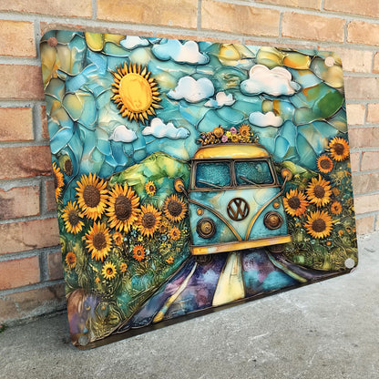 Shineful 2D Metal Sign Sunflower Roadtrip.