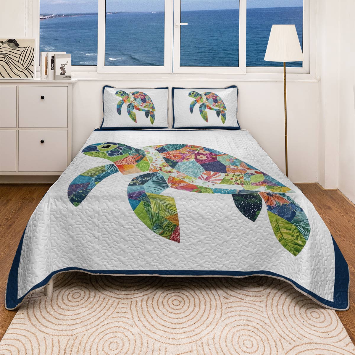 Shineful All Season Quilt 3-Piece Set - Sea Turtle Tropical Mosaic