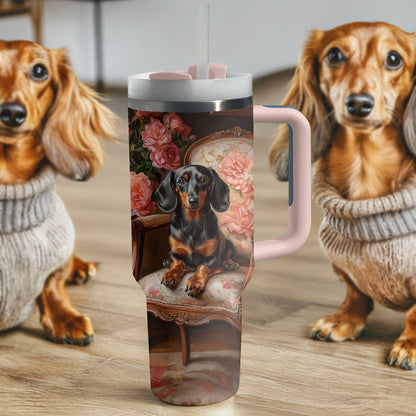 Shineful Tumbler Personalized Elegance Roses Dachshund