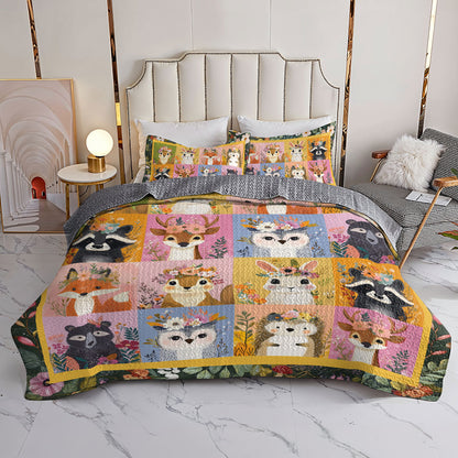 Shineful All Season Quilt 3-Piece Set Funny Happy Animals