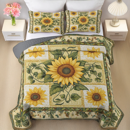 Shineful All Season Quilt 3-Piece Set Sunflower Garden Bliss