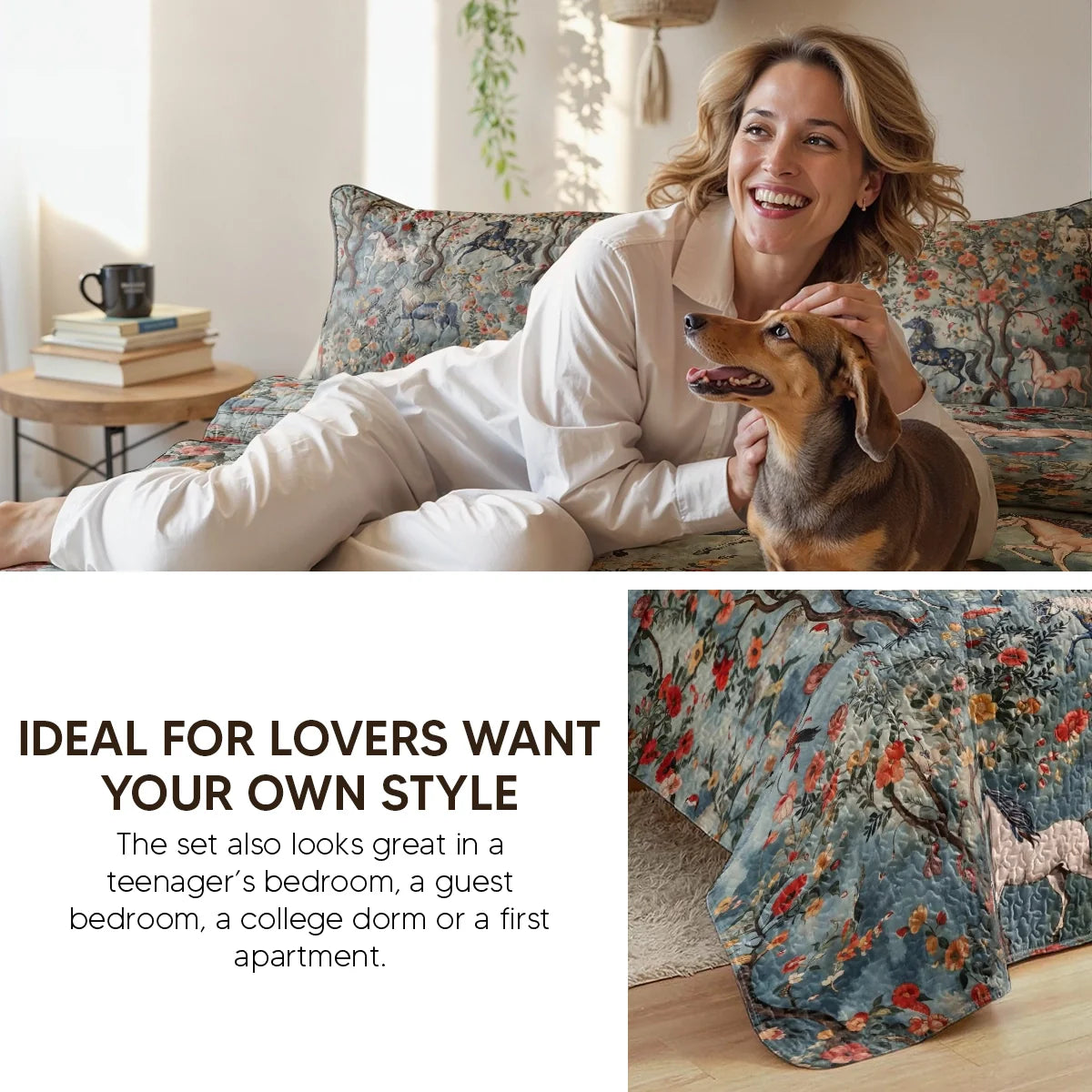 Shineful Quilt 3-Piece Set Mystical Steeds