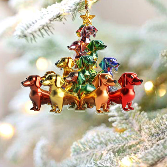 Shineful 2D Acrylic Ornament  Happy Christmas Dachshunds