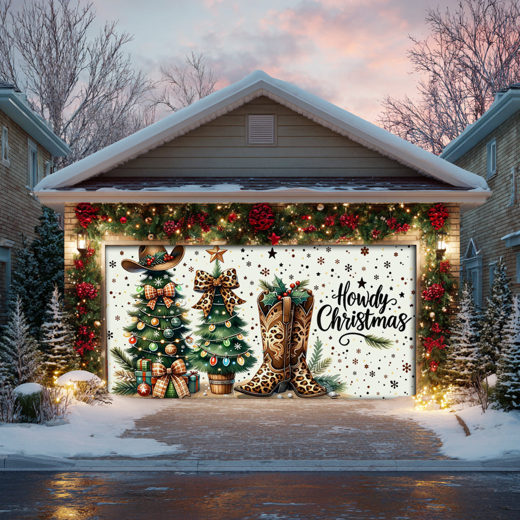 Shineful Garage Door Banner Decoration Howdy Christmas
