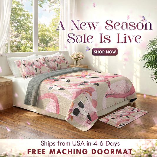 Shineful Quilt 3-Piece Set Funky Flamingo