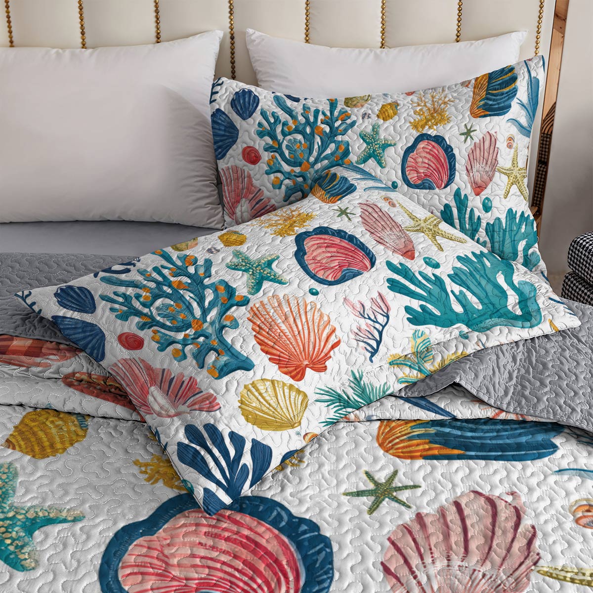 Shineful All Season Quilt 3-Piece Set - Seashell Ocean Breeze