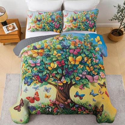 Shineful All Season Quilt 3-Piece Set Butterfly Dream Tree