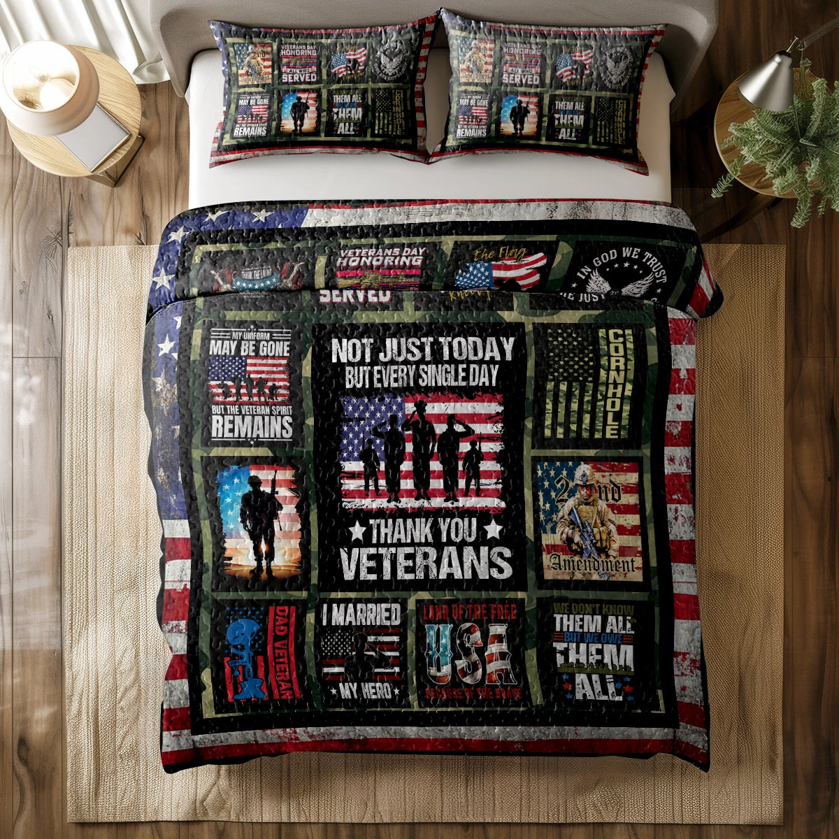 Shineful All Season Quilt 3-Piece Set - Patriotic Veterans