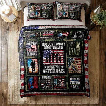 Shineful All Season Quilt 3-Piece Set - Patriotic Veterans