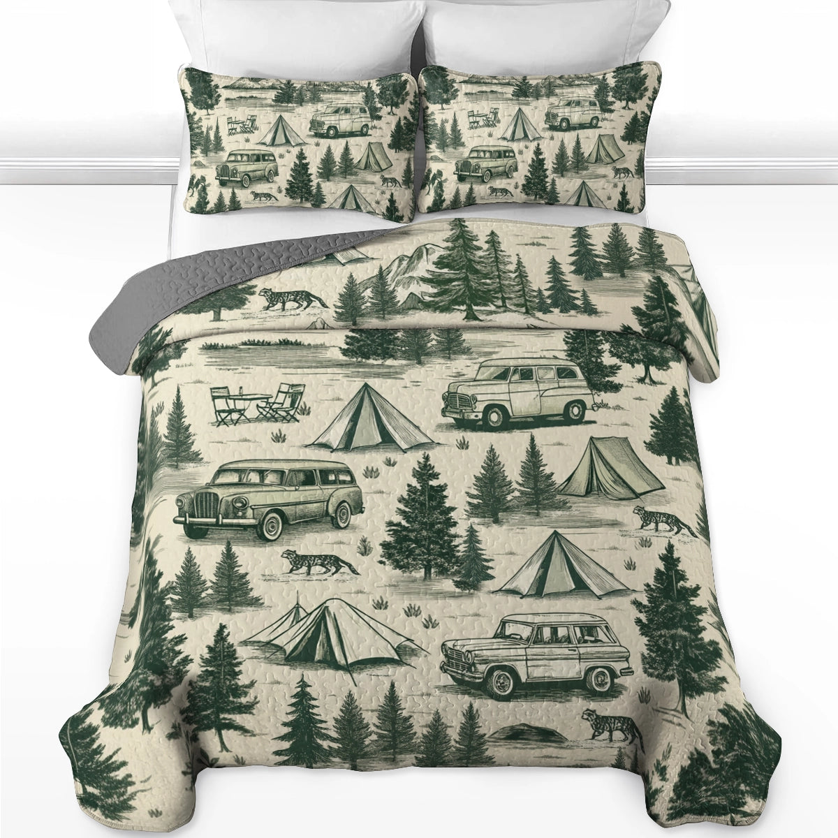 Shineful All Season Quilt 3-Piece Set - Rustic Camping Adventure
