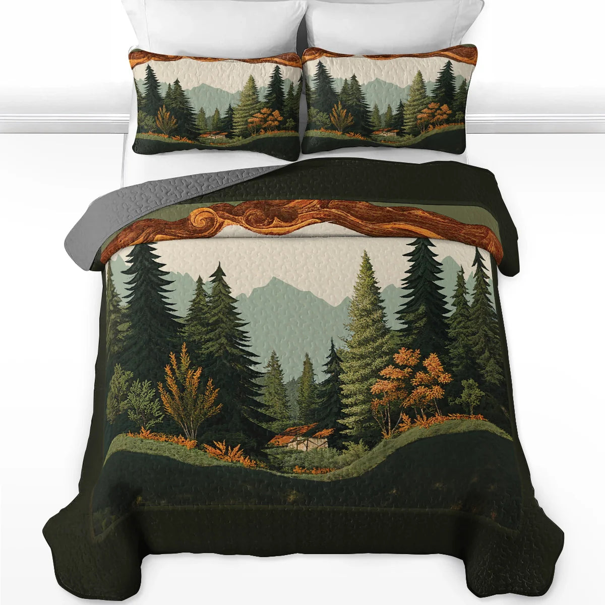 Shineful Quilt 3-Piece Set Forest Cabin