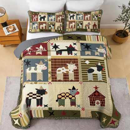 Shineful All Season Quilt 3-Piece Set Cow Barnyard Bliss
