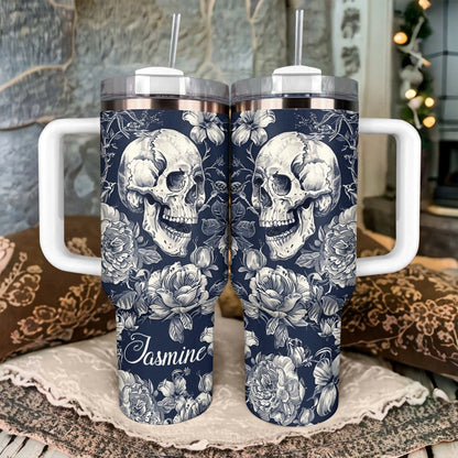 Shineful Tumbler Personalized Skull Garden