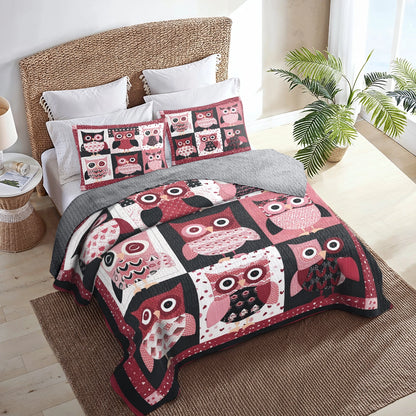 Shineful All Season Quilt 3-Piece Set Cozy Owl