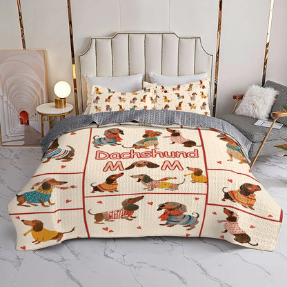 Shineful All Season Quilt 3-Piece Set Dachshund Doodles