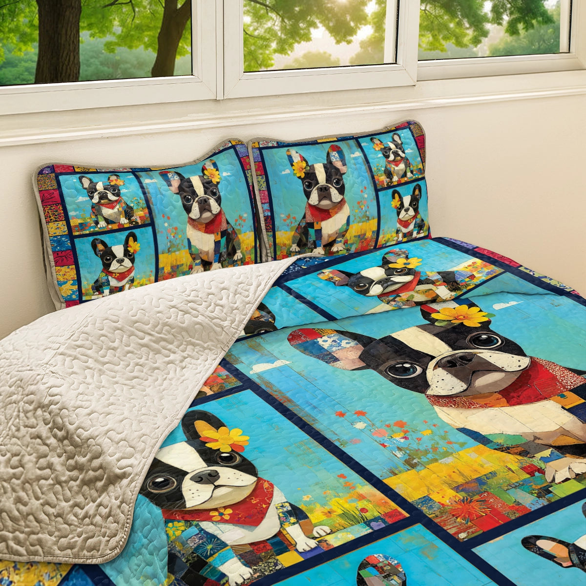 Shineful All Season Quilt 3-Piece Set - Frenchie Patchwork Paradise
