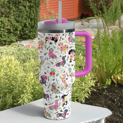 Shineful Tumbler Floral Dachshund