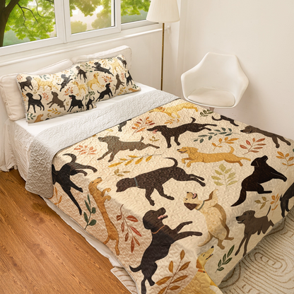 Shineful All Season Quilt 3-Piece Set - Playful Labrador Retrievers