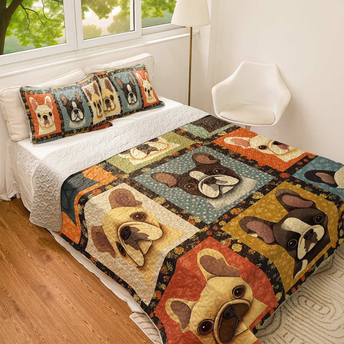 Shineful All Season Quilt 3-Piece Set - French Bulldog Snuggle