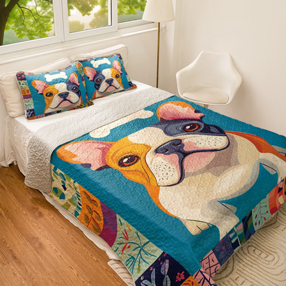Shineful All Season Quilt 3-Piece Set - Colorful Frenchie