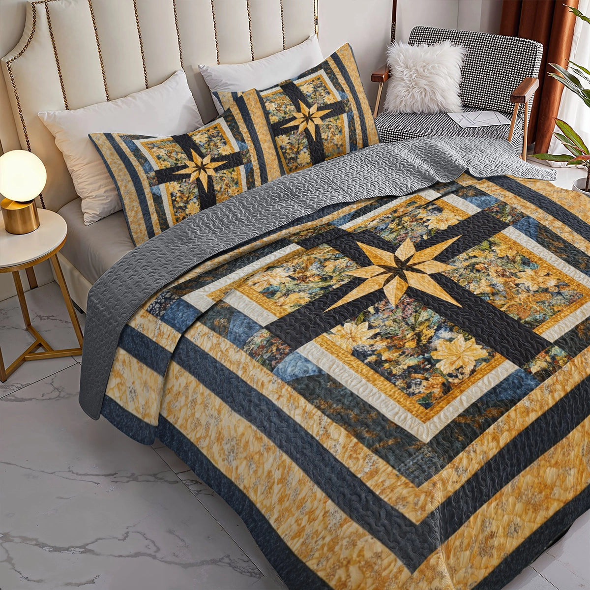 Shineful All Season Quilt 3-Piece Set God Golden Compass