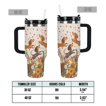 Shineful Tumbler Floral Dachshund With Heart