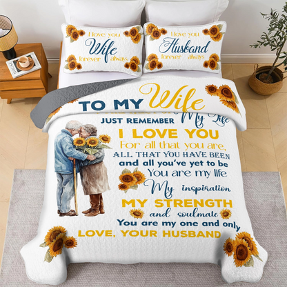 Shineful All Season Quilt 3-Piece Set Family Sunflower Love