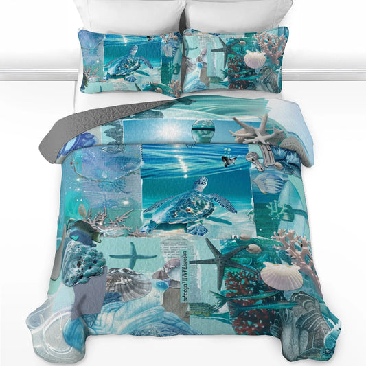 Shineful All Season Quilt 3-Piece Set Ocean Serenity