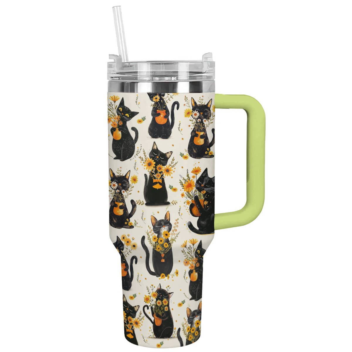 Shineful Tumbler Cat And Yellow Flower