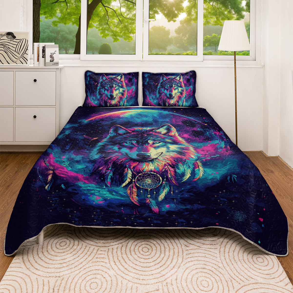 Shineful All Season Quilt 3-Piece Set Mystic Wolf