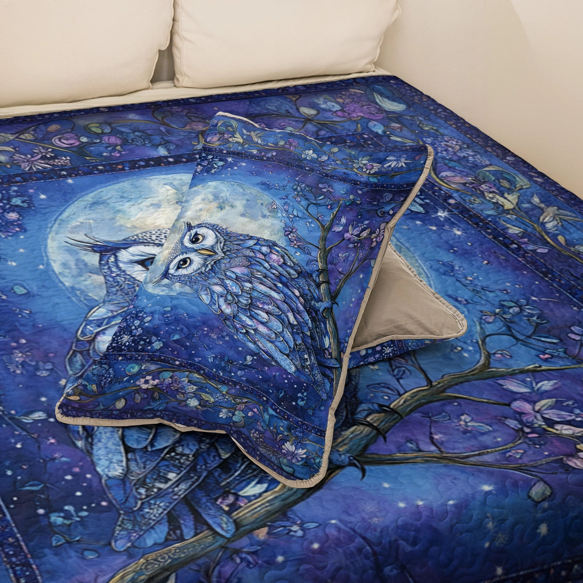 Shineful All Season Quilt 3-Piece Set Mystic Moon Owl