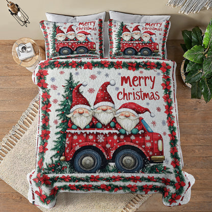 Shineful All Season Quilt 3-Piece Set Christmas Gnomes