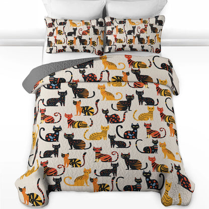 Shineful All Season Quilt 3-Piece Set - Cat-tastic Slumber Party