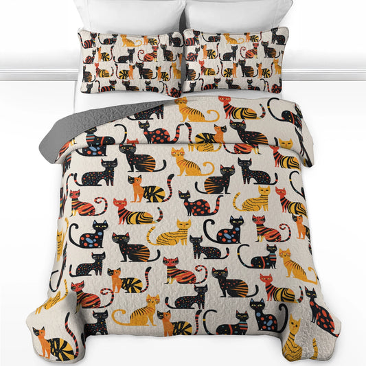 Shineful All Season Quilt 3-Piece Set - Cat-tastic Slumber Party