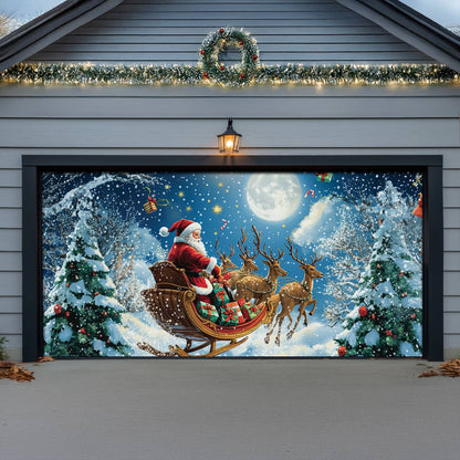 Shineful Garage Door Banner Decoration Moonlit Christmas Journey