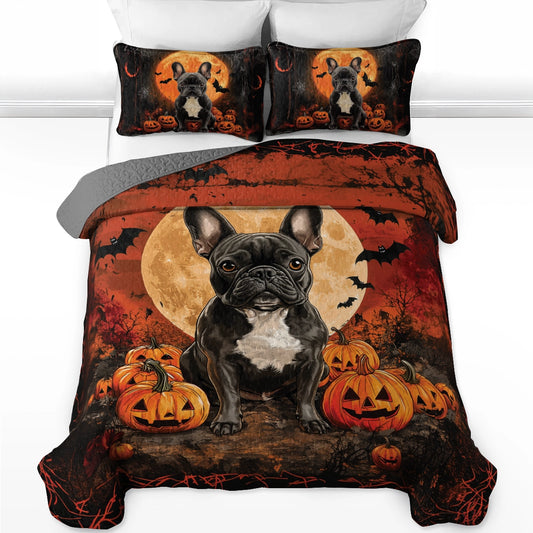 Shineful All Season Quilt 3-Piece Set - Spooktacular Frenchie Halloween