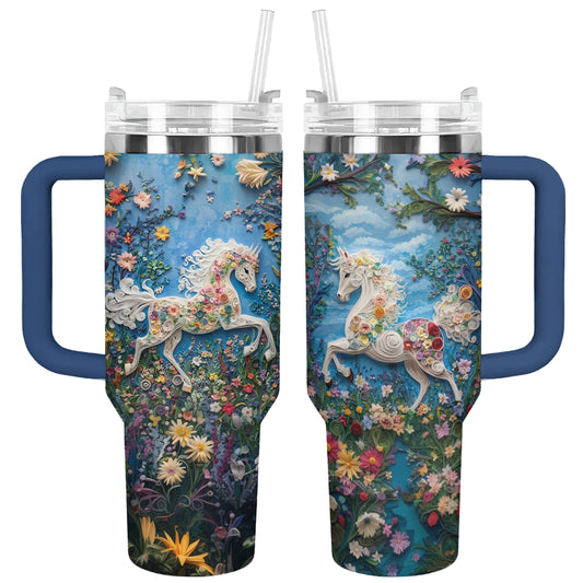 Shineful Glossy Tumbler Whimsical Horse Blossom