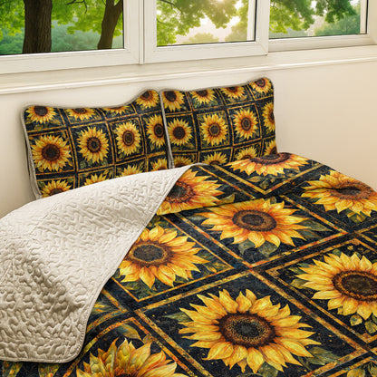 Shineful All Season Quilt 3-Piece Set Sunflower Patch