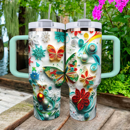 Shineful Tumbler Quilled Winter Wonderland Butterfly