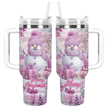 Shineful Tumbler Personalized Frosty Pink Christmas