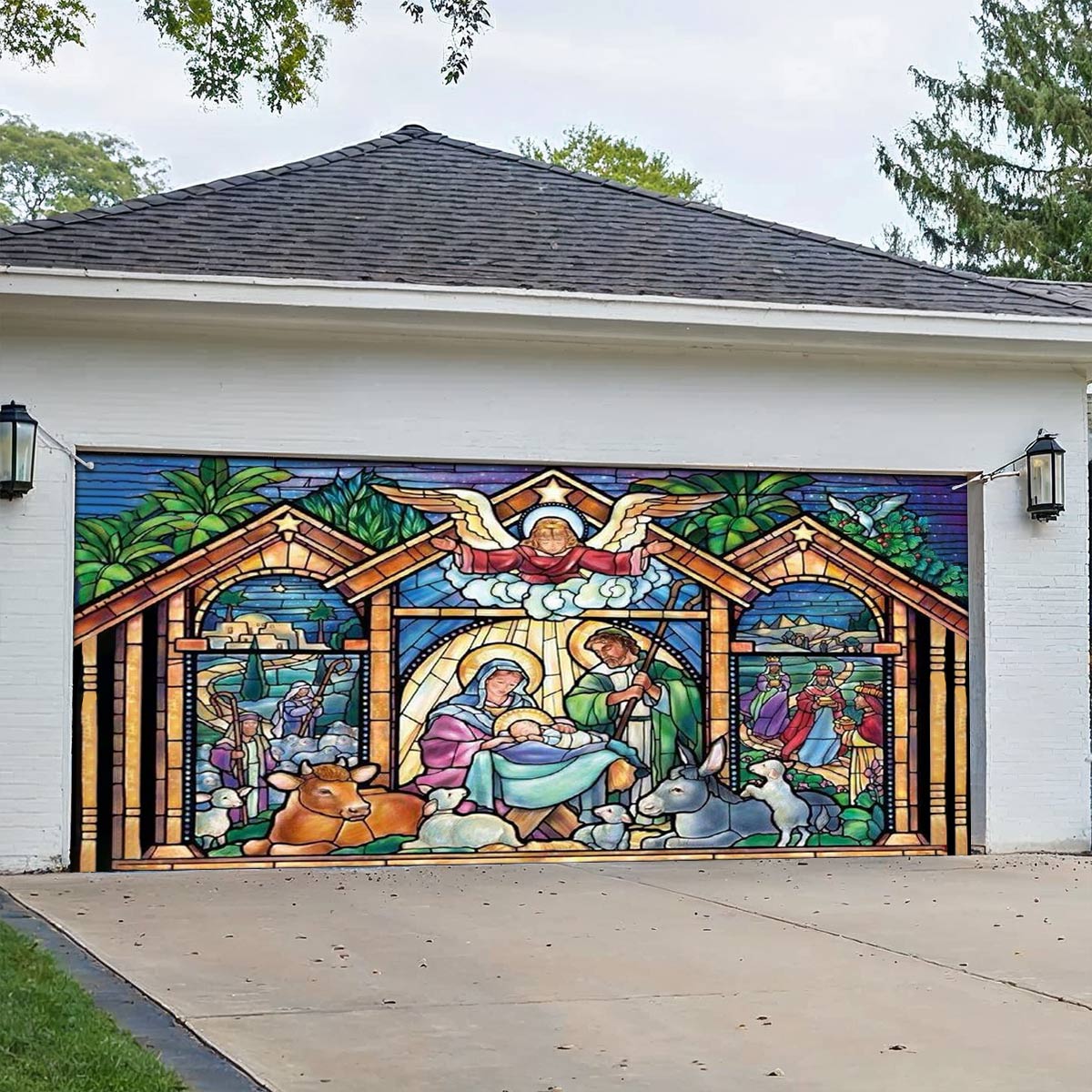 Shineful Garage Door Banner Decoration Holy Night