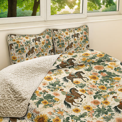 Shineful All Season Quilt 3-Piece Set Cowboy With Sunflower