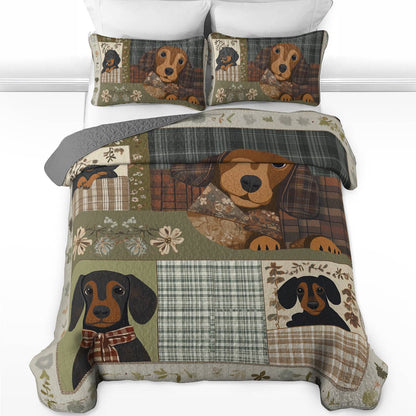 Shineful All Season Quilt 3-Piece Set - Dachshund's Bedtime