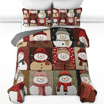 Shineful All Season Quilt 3-Piece Set - Christmas Cozy Snowman Bliss
