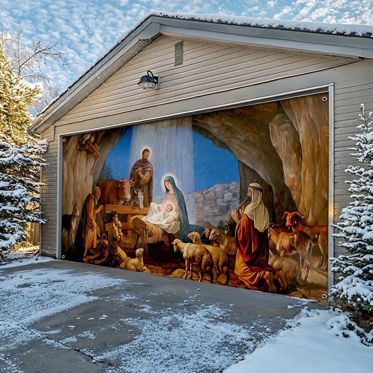 Shineful Garage Door Banner Decoration Graceful Embrace